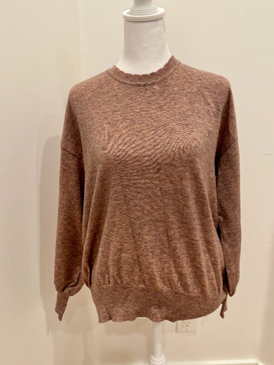 Ella Moss Sweaters - Ella Moss Maggie Puff Long Sleeve Crewneck Sweater Mauve Pink Space Dye Large